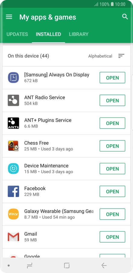 Press the required app.