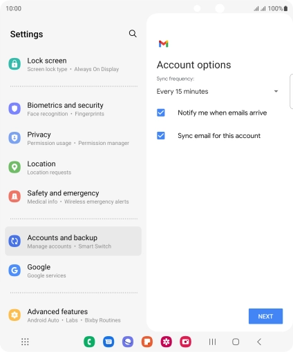 If this screen is displayed, you email account has been recognised and set up automatically. Follow the instructions on the screen to key in more information and finish setting up your phone.