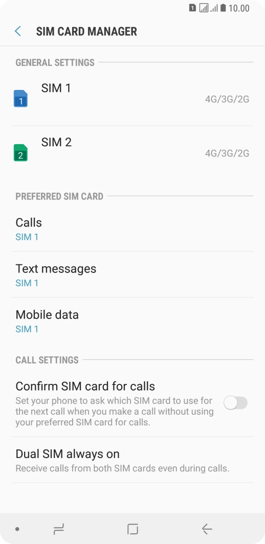 Press the required SIM.