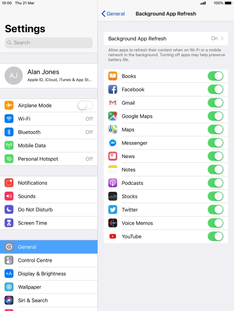 Press Background App Refresh.