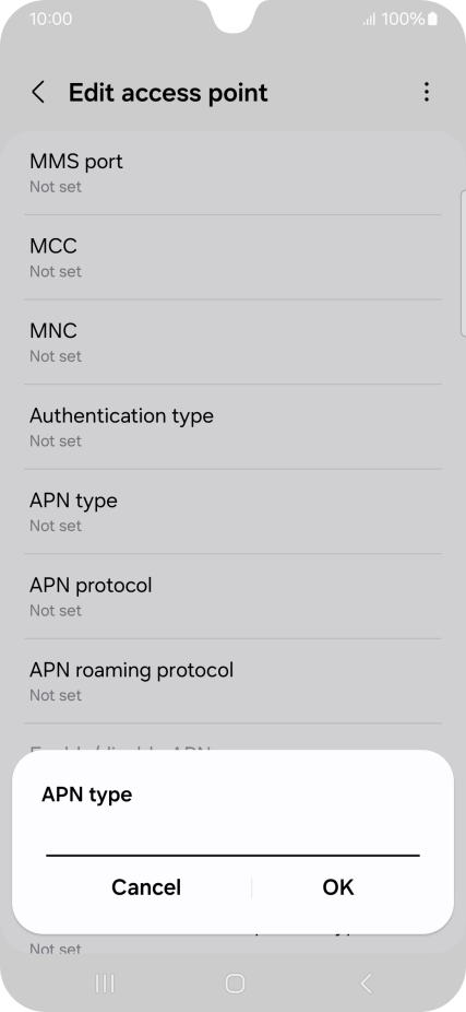 Key in default and press OK.