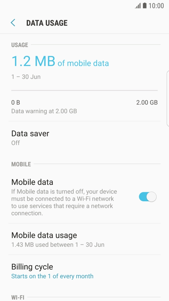 The total data usage is displayed.