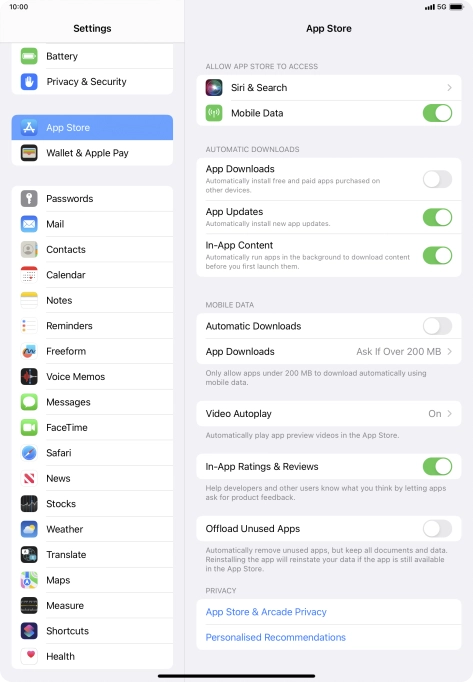 Press the indicator next to 