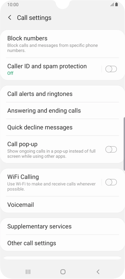 Press Supplementary services.