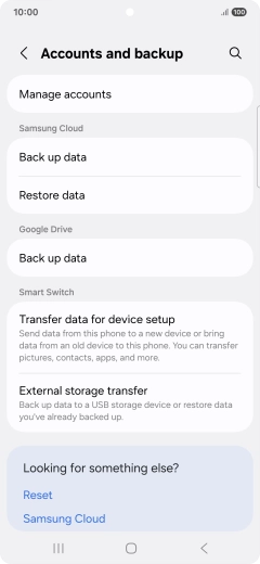 Press Manage accounts.