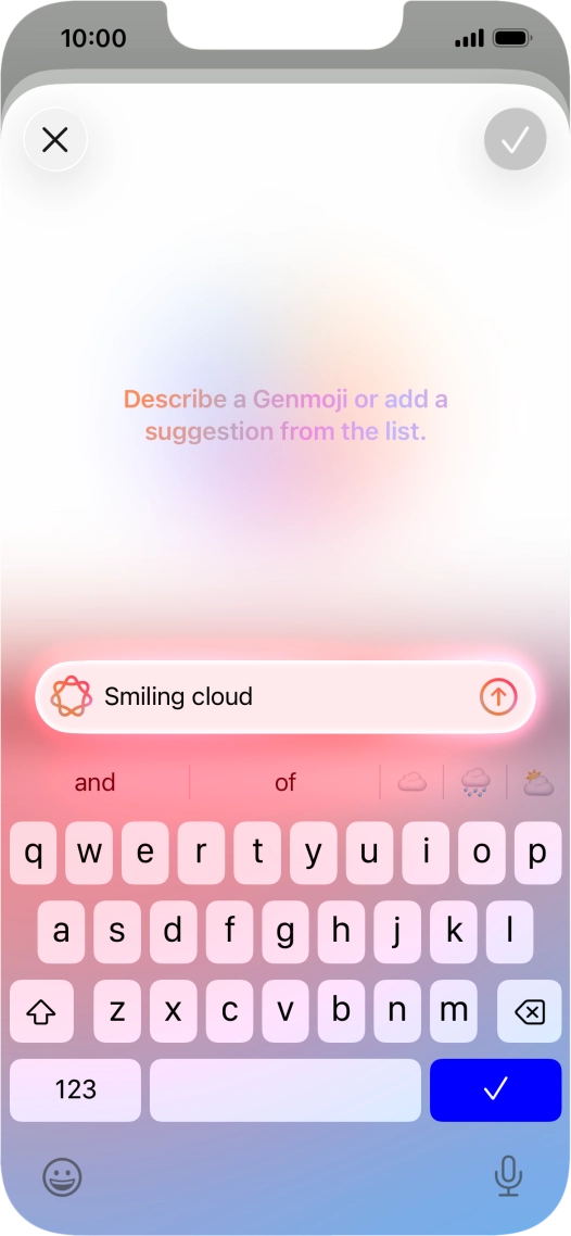 Write in your own words what you would like your Genmoji to look like, and press arrow up.