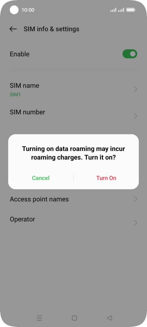 If you turn on the function, press Turn On.