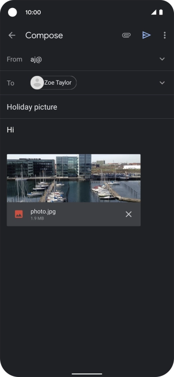 Press the send icon when you've finished your email.