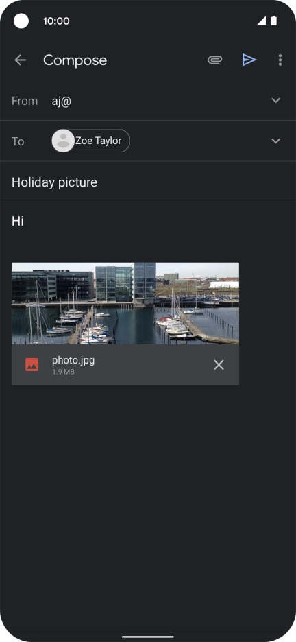 Press the send icon when you've finished your email.