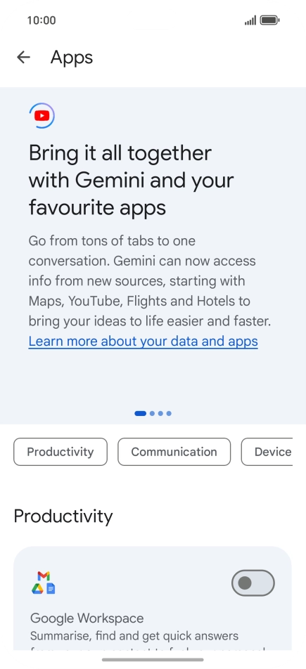 Press the indicator next to the required extension to turn on the function.