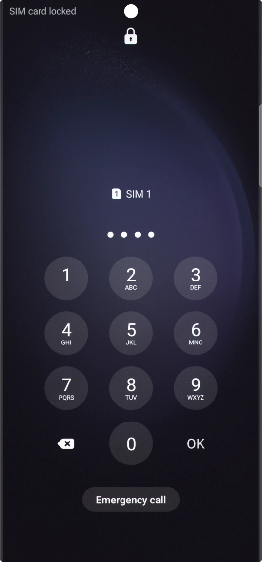 If your SIM is locked, key in your PIN and press OK. The default PIN is 1111.