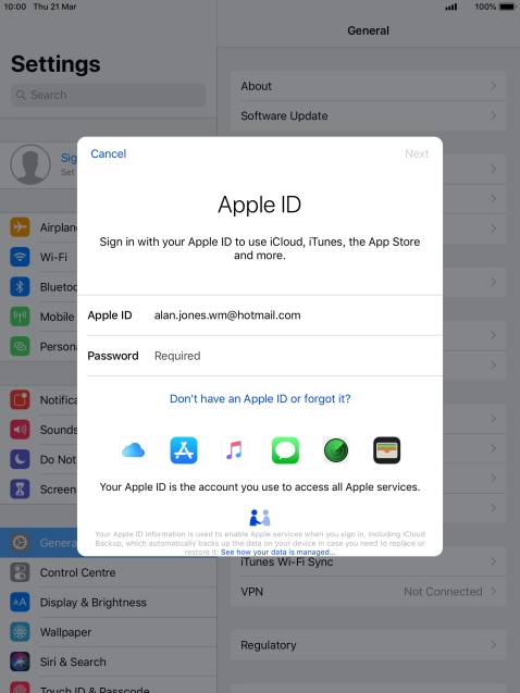 Press the field next to 