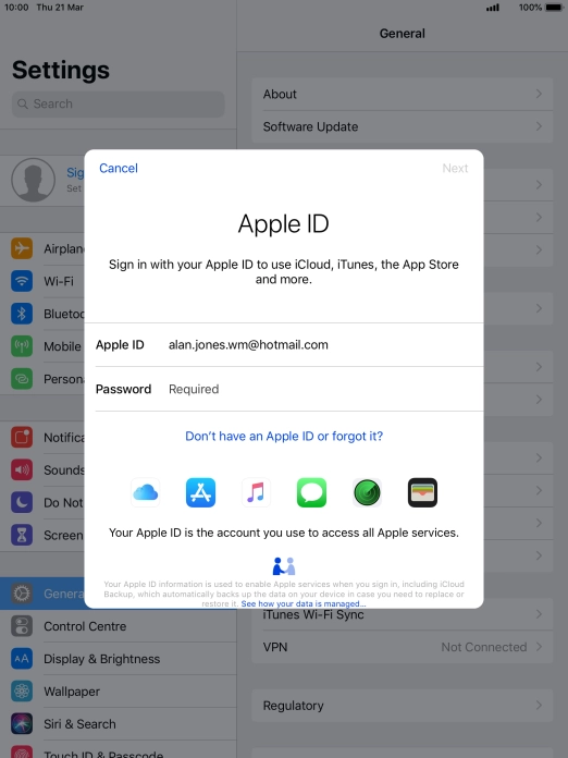 Press the field next to 