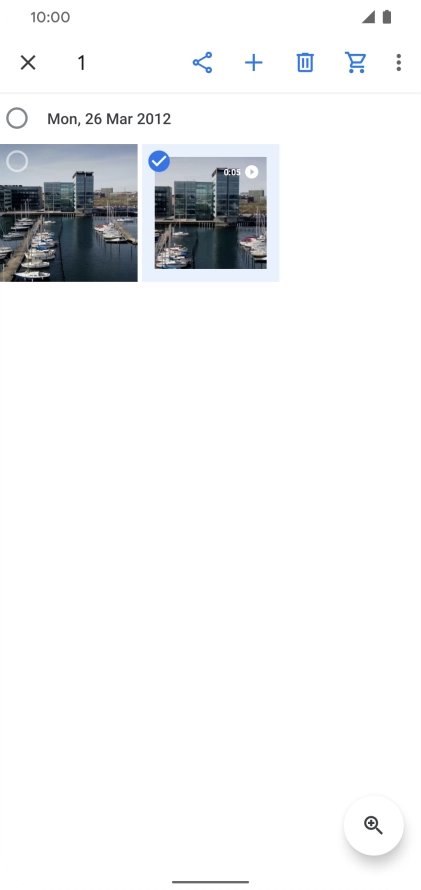 Press the required pictures or video clips to add them.