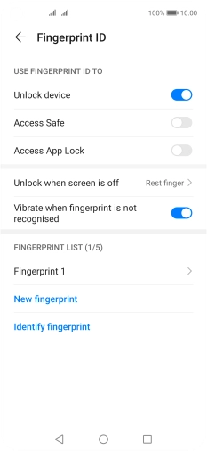 Press the indicators next to the required settings to turn them on or off.