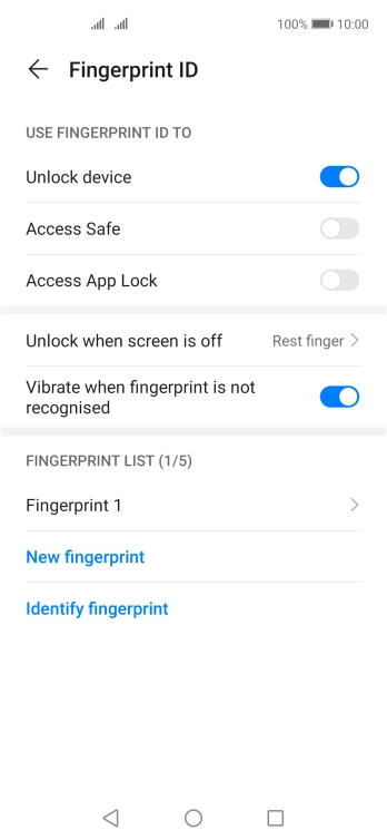 Press the indicators next to the required settings to turn them on or off.