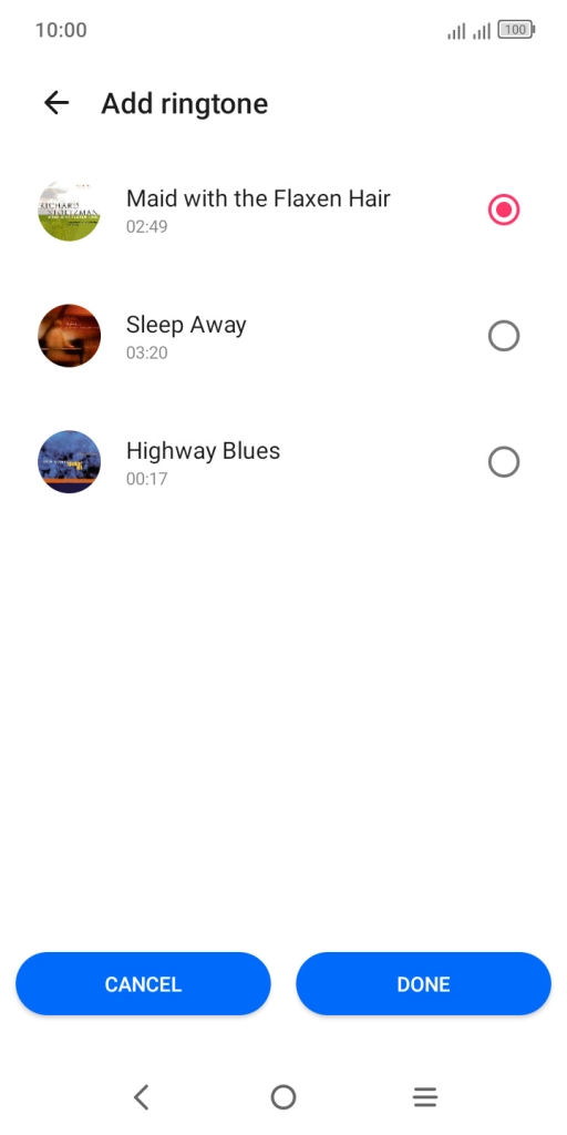 Press the required ring tones to hear them.