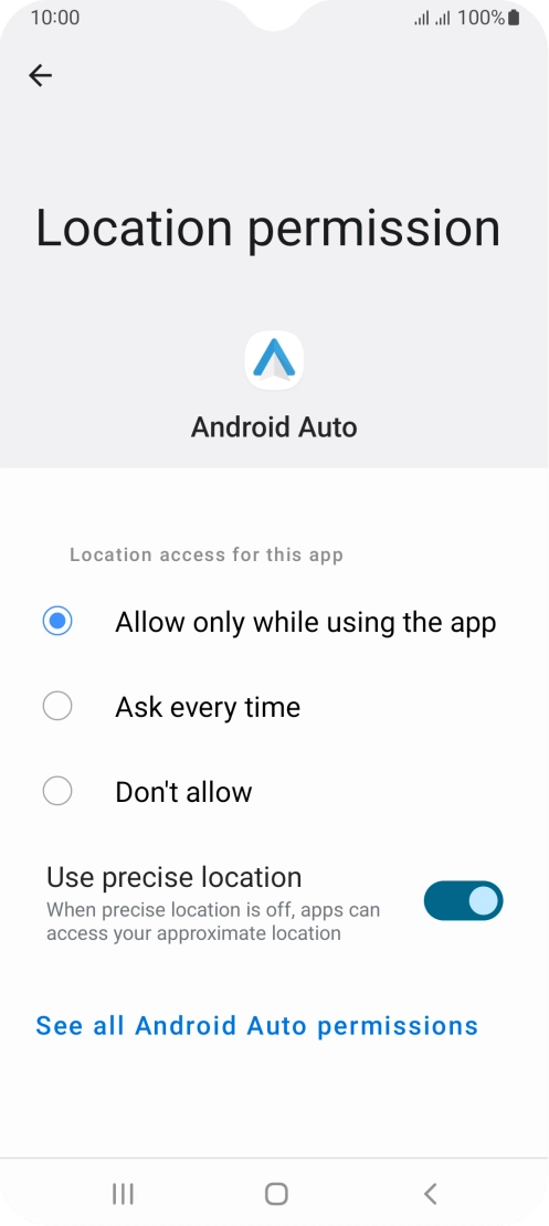Press the required setting.