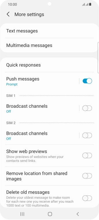 Press Text messages.