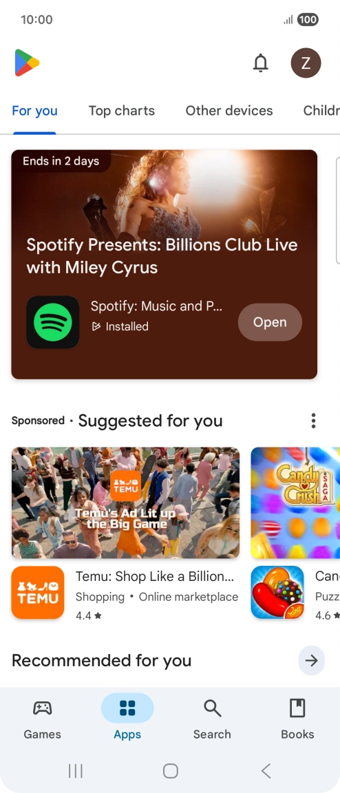 Press the profile icon.