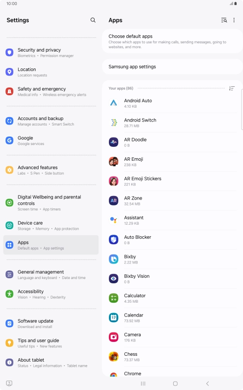 Press the required app.