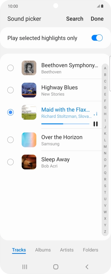 Once you've found a ring tone you like, press Done.
