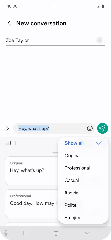 Press the required style of writing.