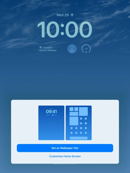 To use the same colour theme on the home screen, press Set as Wallpaper Pair.