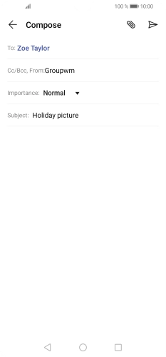 Press the text input field and write the text for your email.