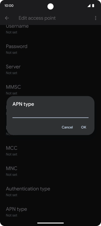 Key in default and press OK.