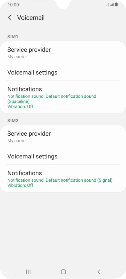 Press Voicemail settings.