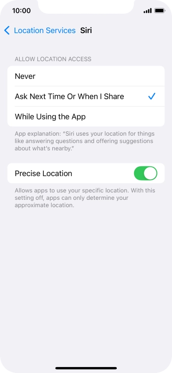 Press the required setting to turn the function on or off.