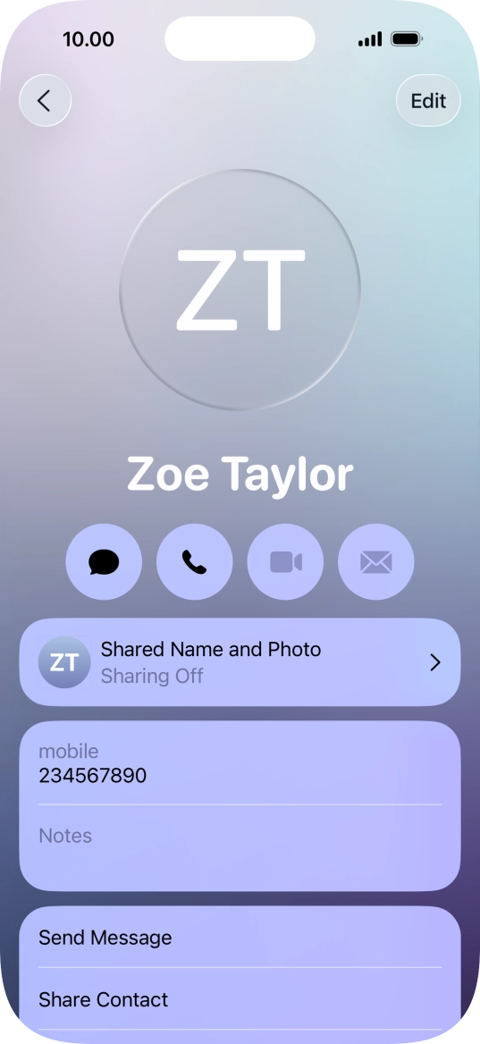 Press Shared Name and Photo.