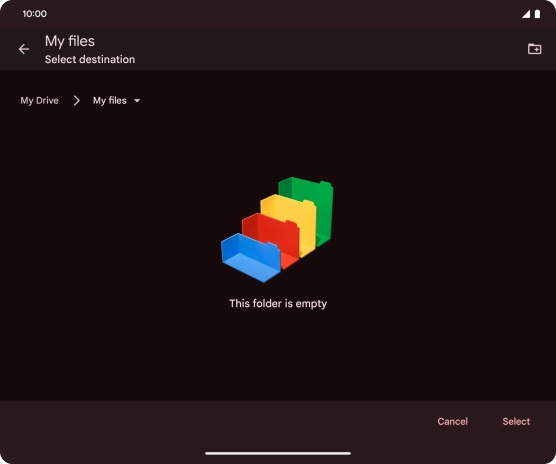 To create a new folder, press the new folder icon and follow the instructions on the screen to create a new folder.