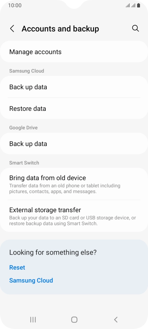Press Manage accounts.