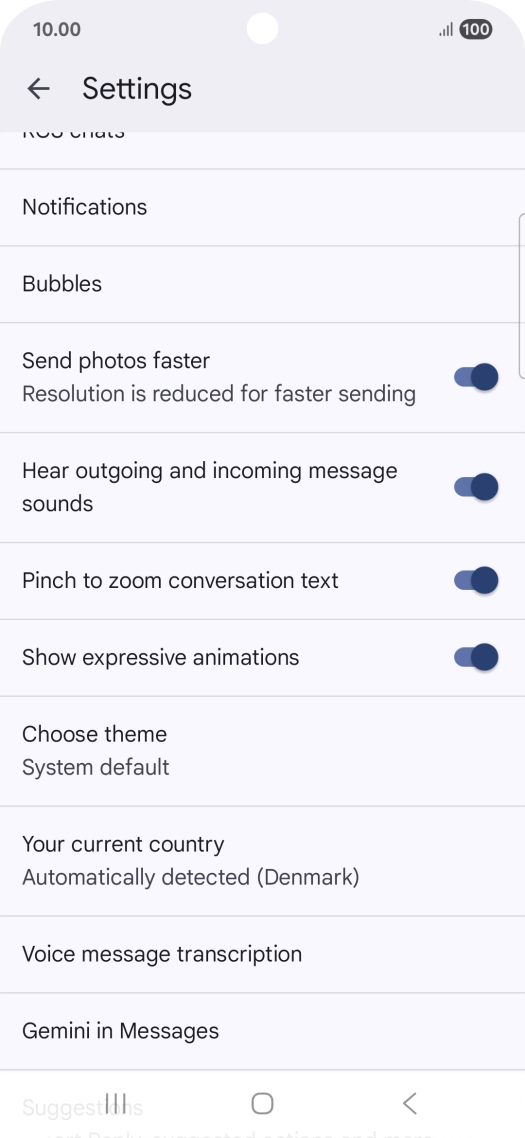 Press Gemini in Messages.