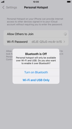 If Wi-Fi is turned on, press Wi-Fi and USB Only.