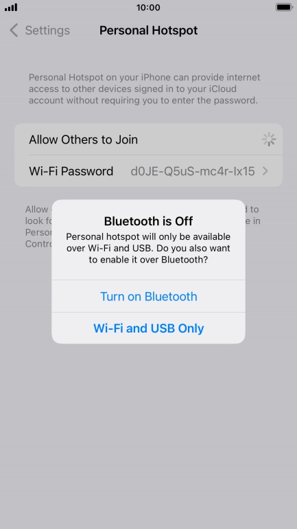 If Wi-Fi is turned on, press Wi-Fi and USB Only.