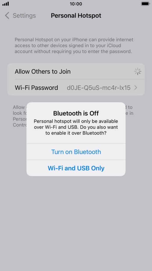 If Wi-Fi is turned on, press Wi-Fi and USB Only.