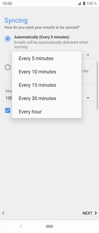 Press the required setting.