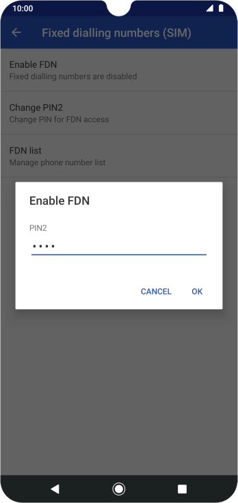 Key in your PIN2 and press OK. The default PIN2 is 0000.