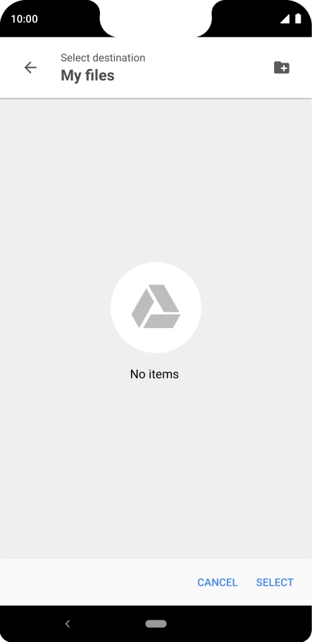 To create a new folder, press the new folder icon and follow the instructions on the screen to create a new folder.