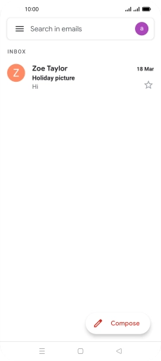 Press the email account icon.