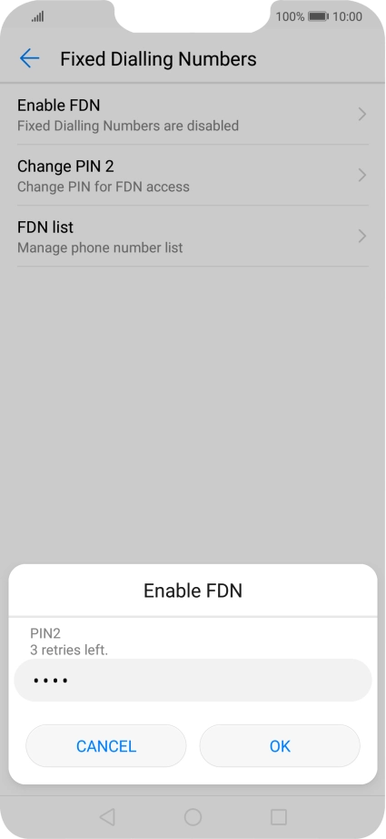 Key in your PIN2 and press OK. The default PIN2 is 0000.