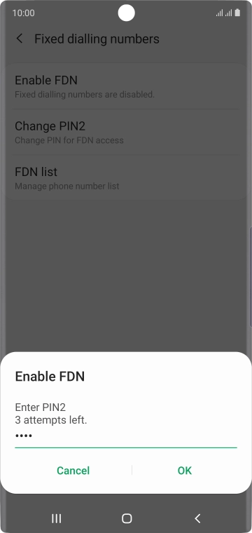 Key in your PIN2 and press OK. The default PIN2 is 0000.
