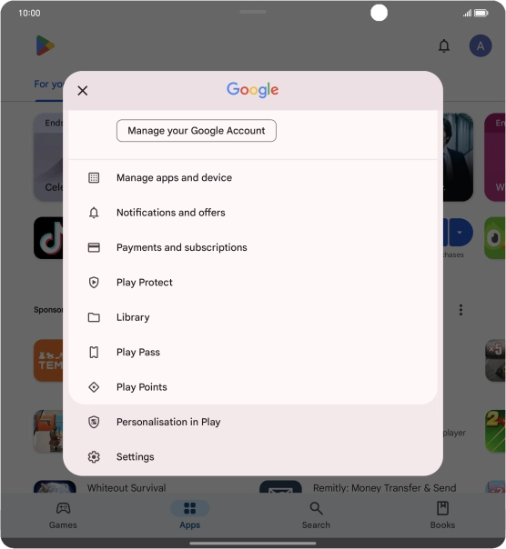 Press Manage apps and device.