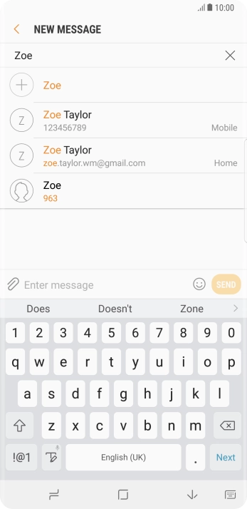 Press the required contact.