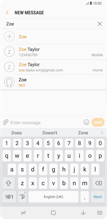 Press the required contact.
