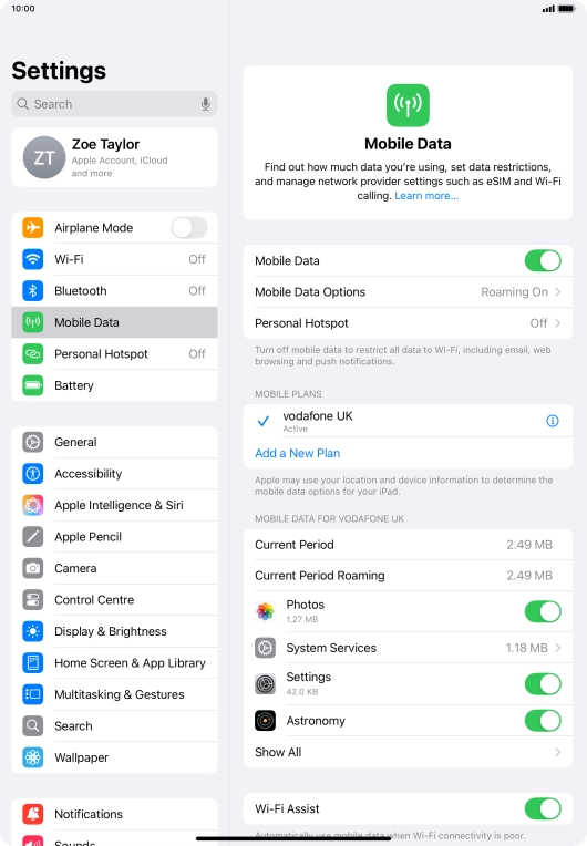 The total data usage is displayed next to Current Period.