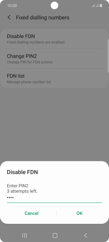 Key in your PIN2 and press OK. The default PIN2 is 0000.